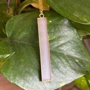 Gold Dipped Selenite Crystal Stick Necklace